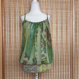 Together USA Green floral chiffon tank – size S 🌿